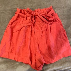 Coral paper bag shorts